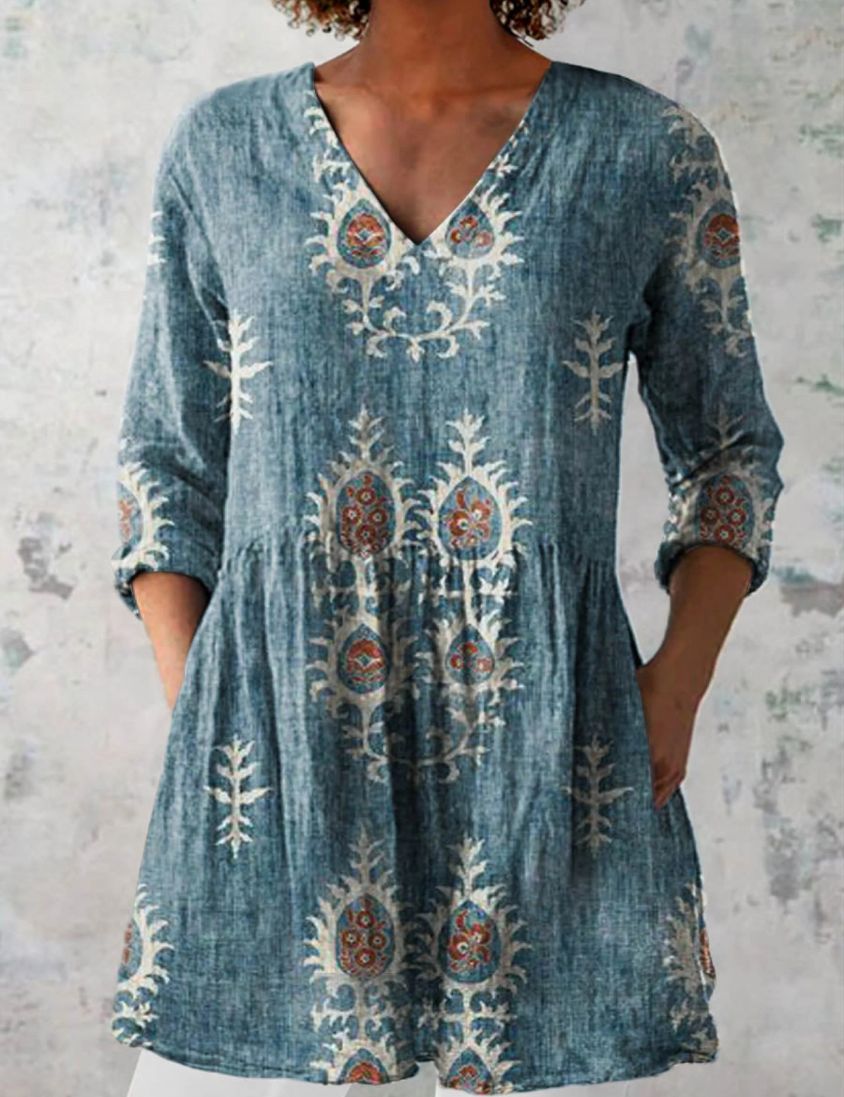 Mary | Long V-Neck Blouse