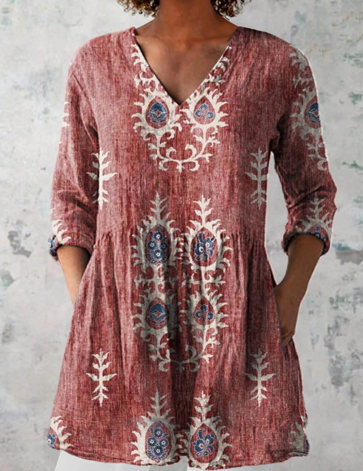 Mary | Long V-Neck Blouse