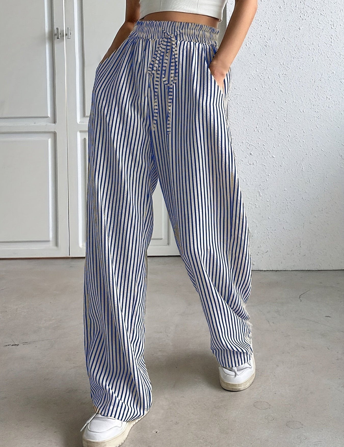 Hollis – Wide-Leg Striped Trousers