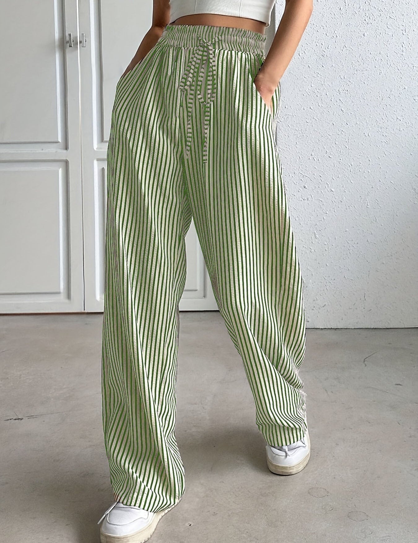 Hollis – Wide-Leg Striped Trousers