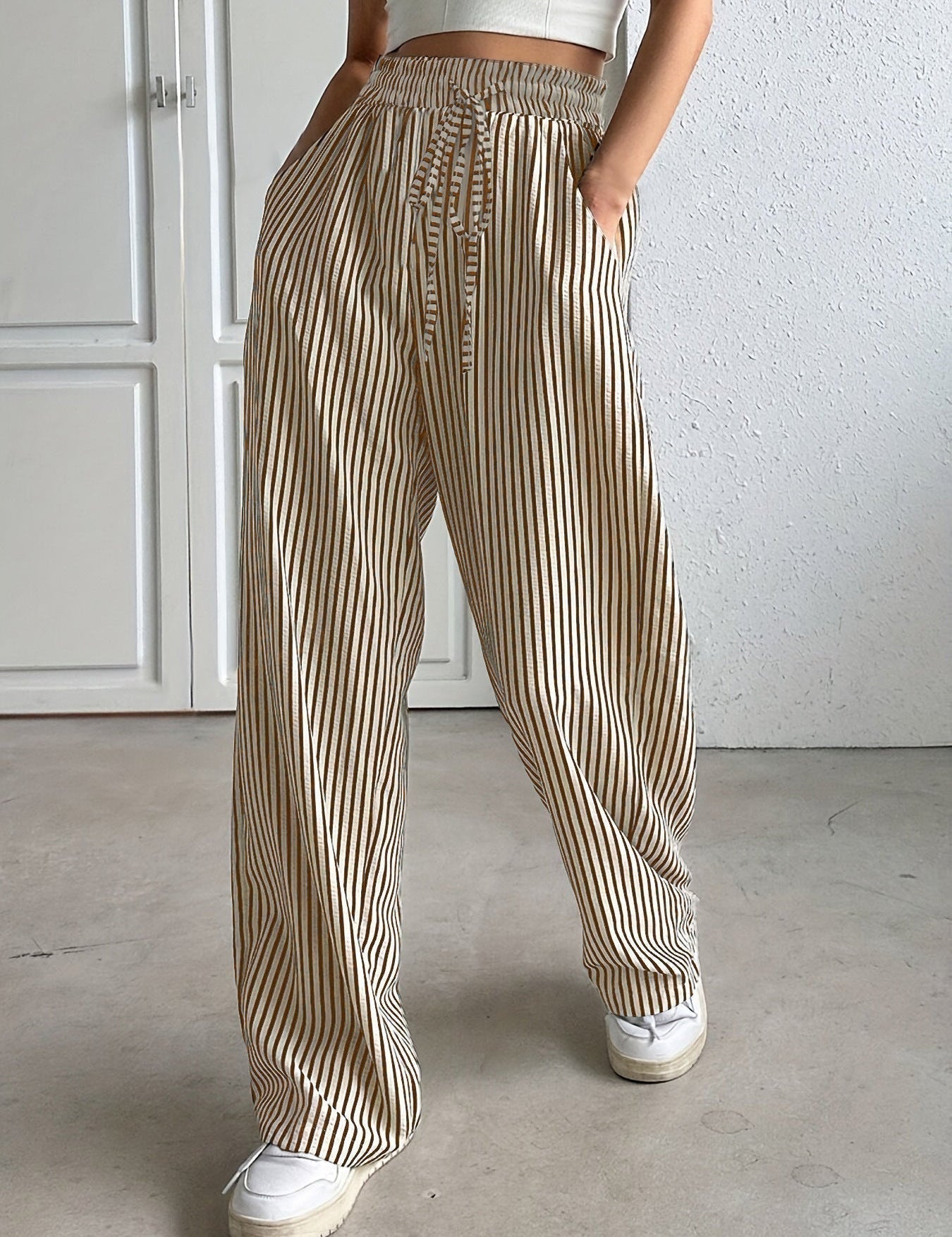 Hollis – Wide-Leg Striped Trousers